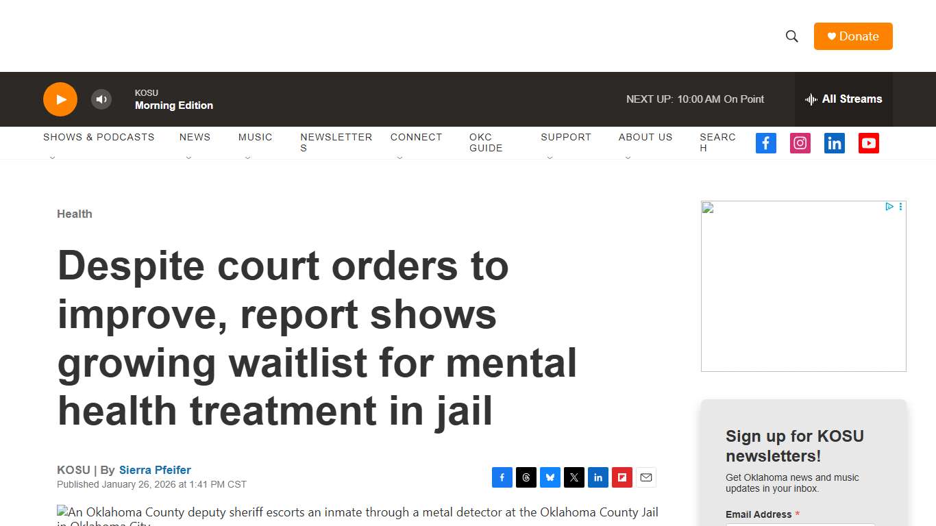 Despite court orders to improve, report shows growing waitlist for mental health treatment in jail KOSU
