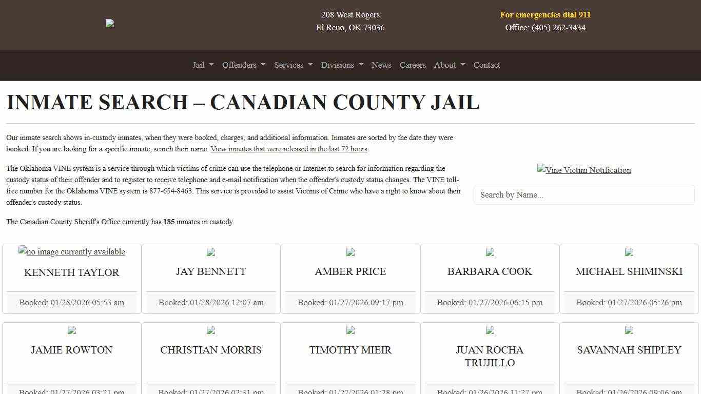 Inmate Search Canadian County Sheriff's Office