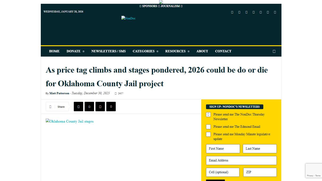 As price tag climbs and stages pondered, 2026 could be do or die for Oklahoma County Jail project